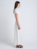 Proenza Schouler Side full length image of model wearing Noelle Dress in Jersey in Off White
