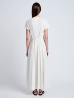 Proenza Schouler Back full length image of model wearing Noelle Dress in Jersey in Off White