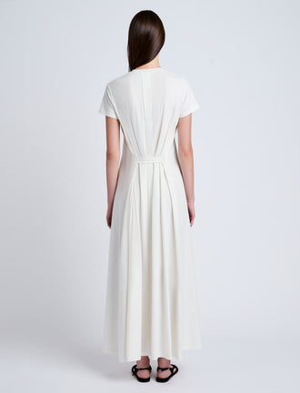 Proenza Schouler Back full length image of model wearing Noelle Dress in Jersey in Off White