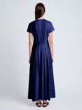 Proenza Schouler back image of model wearing Noelle Dress in Jersey in dark ink