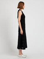 Proenza Schouler Side full length image of model wearing Laura Dress in Textured Cotton in Black