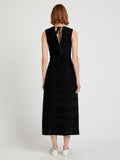 Proenza Schouler Back full length image of model wearing Laura Dress in Textured Cotton in Black