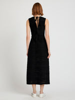 Proenza Schouler Back full length image of model wearing Laura Dress in Textured Cotton in Black