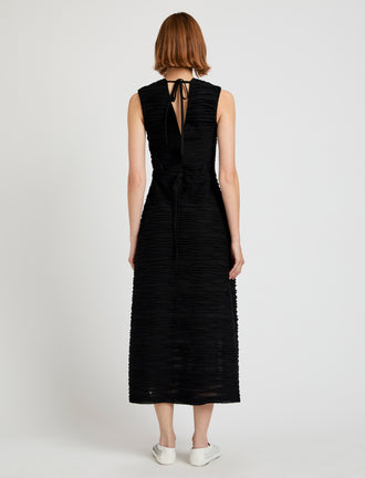 Proenza Schouler Back full length image of model wearing Laura Dress in Textured Cotton in Black