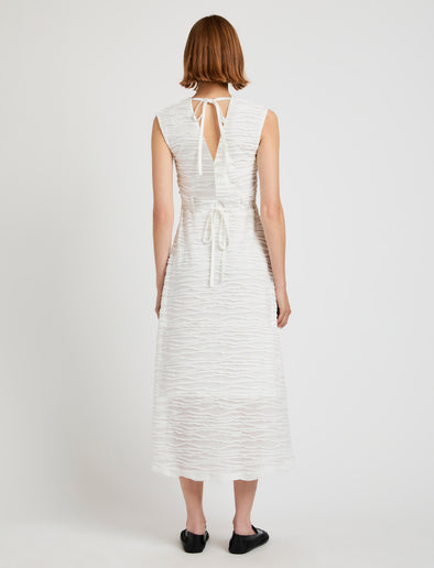 Proenza Schouler Back full length image of model wearing Laura Dress in Textured Cotton in White
