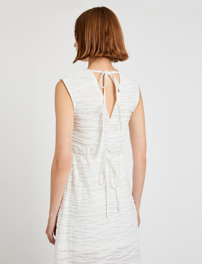 Proenza Schouler Detail image of model wearing Laura Dress in Textured Cotton in White