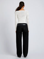 Proenza Schouler Back full length image of model wearing Paloma Top in Textured Cotton in White