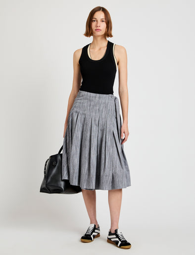 Proenza Schouler front image of model wearing Peters Skirt in Melange Cotton in black/white melange