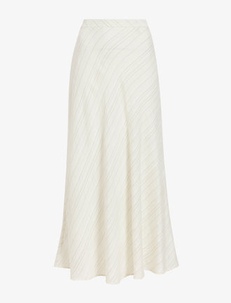 Proenza Schouler flat image of Kaia Skirt in Woven Stripe Flou in chalk/black
