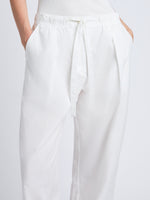 Proenza Schouler Detail image of model wearing Barrett Pant in Stretch Poplin in White
