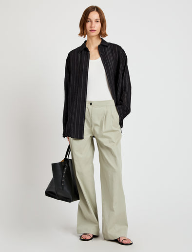 Proenza Schouler Front full length image of model wearing Romina Pant in Cotton in Sage