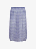 Proenza Schouler flat image of Lori Knit Skirt in Plaid Knit in off white/denim