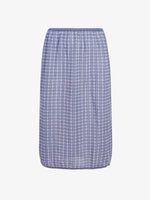 Proenza Schouler flat image of Lori Knit Skirt in Plaid Knit in off white/denim