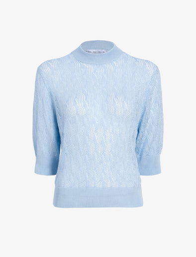 Proenza Schouler Still Life image of Nicola Knit Sweater in Plaited Viscose Rib in Light Oxford