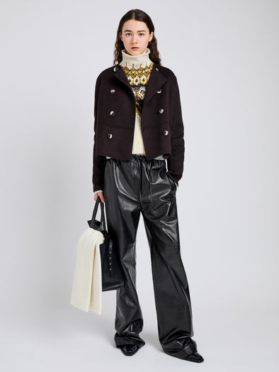 Proenza Schouler Front full length image of model wearing Courtney Jacket in Double Face Wool in Hickory