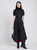 Proenza Schouler Front full length image of model wearing Ainsley Dress in Tech Cotton in Black