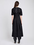 Proenza Schouler Back full length image of model wearing Ainsley Dress in Tech Cotton in Black