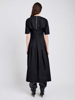 Proenza Schouler Back full length image of model wearing Ainsley Dress in Tech Cotton in Black