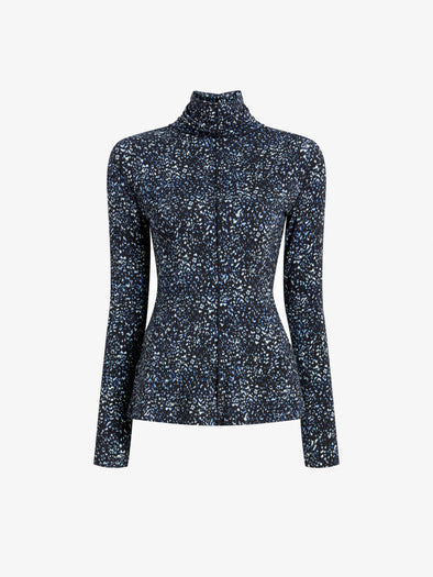 Proenza Schouler Still Life image of Audrey Top in Cheetah Jersey in Navy Multi