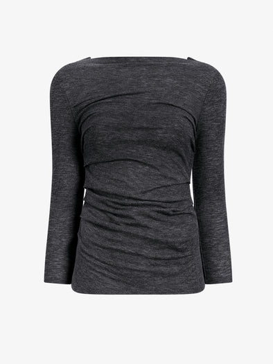 Proenza Schouler Still Life image of Blythe Top in Wool Jersey in Coal Melange