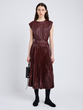 Proenza Schouler Front full length image of model wearing Rosalyn Skirt in Faux Leather in Oxblood