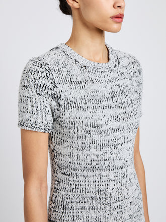 Proenza Schouler Detail image of model wearing Mel Dress in Marled Cotton in Navy, black ombre