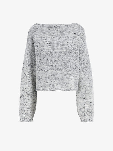 Proenza Schouler Still Life image of Maddox Sweater in Marled Cotton in Bone, black melange