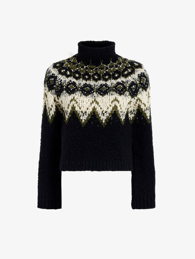 Proenza Schouler Still Life image of Lizzy Sweater in Textured Fairisle in Black Multi