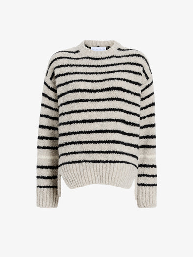 Proenza Schouler Still Life image of Leonie Sweater in Stripe Wool in Dark Grey Multi