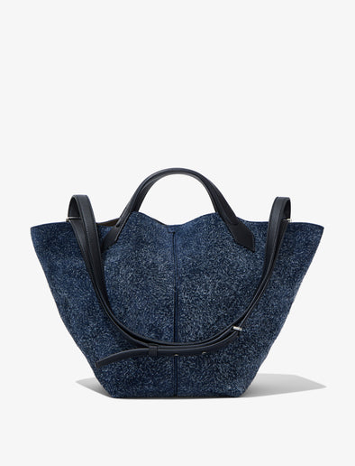 Front image of Large Brushed Suede PS1 Tote in DEEP NAVY