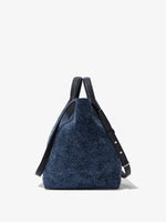 Side image of Large Brushed Suede PS1 Tote in DEEP NAVY