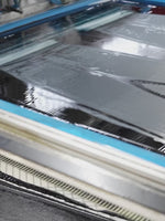 12 second video of the creation process of the printed white and black Ryman jean in the factory