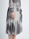Detail image of model wearing Judy Skirt In Printed Nylon Jersey in slate