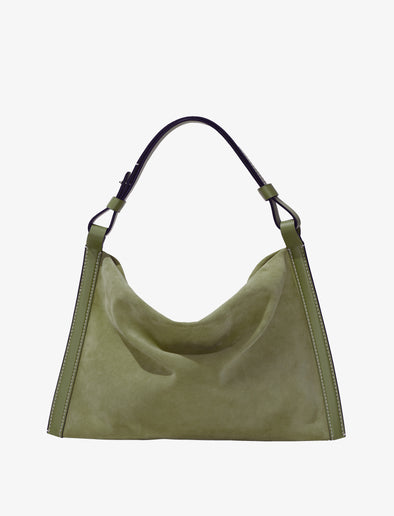 Front image of Minetta Bag In Suede in bamboo