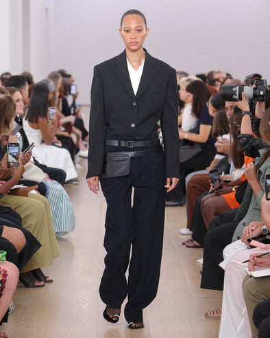 Runway image of Talia V-Neck Top  In Eco Cotton Jersey in white