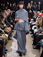 Model walking in Proenza Schouler Fall Winter 2024 Runway show wearing Toni Dress in Texture Knit in ash grey