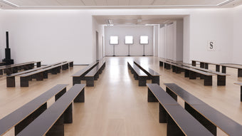 16x9 image of empty set of Phillips Auction House for SS24 Runway show