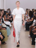 Runway shot of Sidney Dress In Silk Viscose in off white