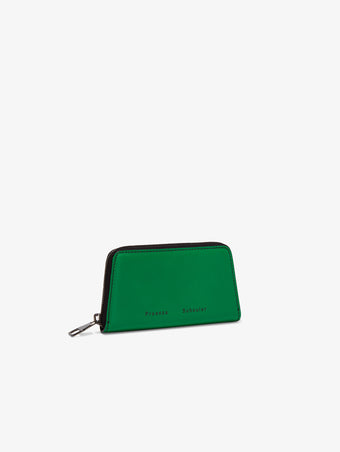 Side image of Trapeze Zip Compact Wallet in palm