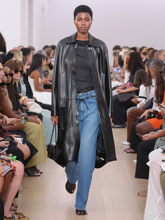 Runway image of Billie Coat in Leather in black