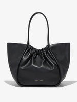 Front image of XL Ruched Tote in BLACK