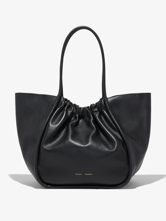 Front image of XL Ruched Tote in BLACK