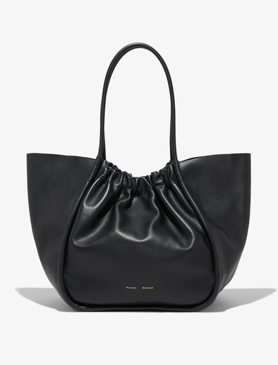 Front image of XL Ruched Tote in BLACK