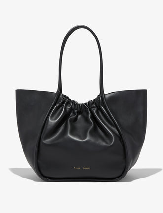 Front image of XL Ruched Tote in BLACK