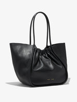 Side image of XL Ruched Tote in BLACK