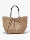 Front image of XL Ruched Tote in LIGHT TAUPE