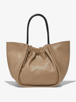 Back image of XL Ruched Tote in LIGHT TAUPE