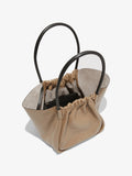 Interior image of XL Ruched Tote in LIGHT TAUPE