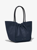 Side image of XL Ruched Tote in DARK NAVY