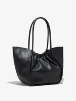 Side image of Large Ruched Tote in BLACK